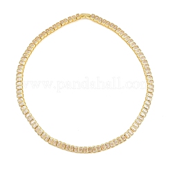 Collane tennis rettangolari in ottone da 6 mm con pavé di zirconi cubici trasparenti&nbsp;KK-CBA4547-12G