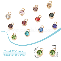 24 pz 12 colori placcatura ionica (IP) pendenti in acciaio inossidabile 304 placcato oro rosa con strass&nbsp;STAS-UN0050-52