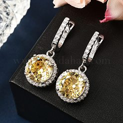 925 серьги-кольца из стерлингового серебра с микропаве из кубических цирконий&nbsp;EJEW-F371-01B-02