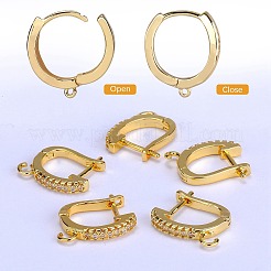 10шт латунные серьги-кольца с микро-паве из прозрачного кубического циркония ZIRC-SZ0005-15