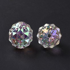 透明UVメッキレインボー虹色アクリルビーズ  ABカラー  ラウンド  クリアAB  21.8x19mm  穴：2.7mm&nbsp;OACR-C013-11