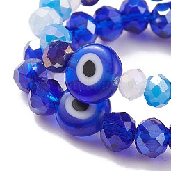 2 pz 2 stile lampwork malocchio e anelli elastici con perline di vetro per le donne&nbsp;RJEW-JR00482