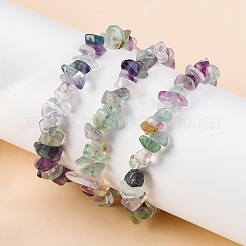 Unisex Chip natürliche Fluorit Perlen Stretch Armbänder&nbsp;BJEW-S143-14