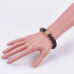 Bracelets extensibles perlés en pierre de lave naturelle&nbsp;BJEW-JB03153