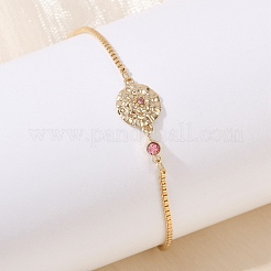 Браслеты-цветы с микропаве из кубического циркония из латуни на день рождения BJEW-U031-01G-10