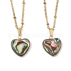 Herzförmiger Anhänger aus natürlicher Abalone-/Paua-Muschel&nbsp;NJEW-JN06368