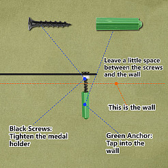 Прямоугольный железный держатель для медалей ODIS-WH0052-023