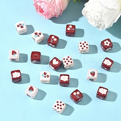 35 шт. 7 вида непрозрачных акриловых бусин с принтом&nbsp;MACR-YW0004-38