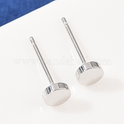 Латунные плоские круглые серьги-гвоздики для женщин EJEW-G441-06E-P