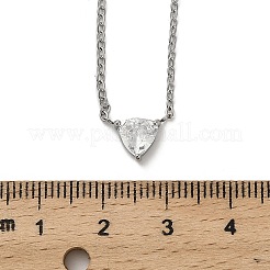 Ожерелья из нержавеющей стали 304 с треугольным кулоном из кубического циркония для женщин&nbsp;NJEW-Z064-02P