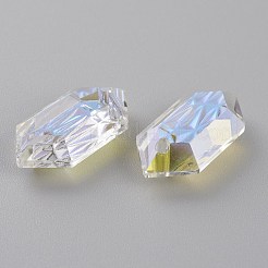 エンボスガラスラインストーンペンダント  双円錐形  多面カット  クリスタルのきらめき  20x10x5.5mm  穴：1.6mm&nbsp;GLAA-J101-02B-001SI