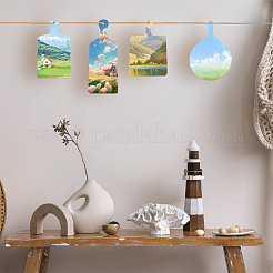 8pcs 4 styles de grands pendentifs en bois&nbsp;WOOD-FG0001-32