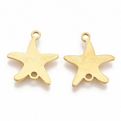 201 ステンレススチールリンクコネクター  レーザーカットリンク  ヒトデ/海星  ゴールドカラー  18x15.5x1mm  穴：1.8mm&nbsp;STAS-T044-50G