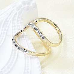 Латунные кольца-манжеты с микропаве и прозрачным цирконием для женщин&nbsp;RJEW-G347-17GP
