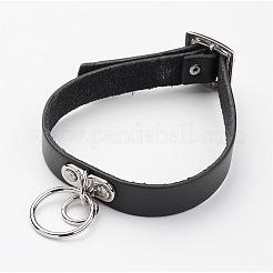 Панк-рок стиль коровьей кожи колье колье ожерелья NJEW-D287-06