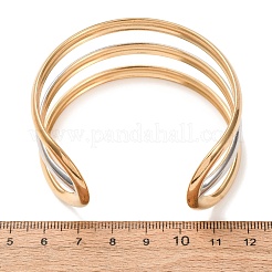 29.5mm ツートーン 304ステンレススチール 3ライン 中空オープンカフバングル  ゴールデン·ステンレス鋼色  内径：2.20インチ（5.6cm）&nbsp;SA-CBA725A-09GP