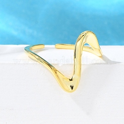 925 серебряное волнистое кольцо-манжета RJEW-D300-02G