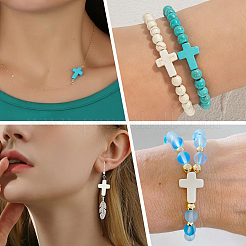 4 нить 2 цвета синтетических бирюзовых бусин нити TURQ-SC0001-18B