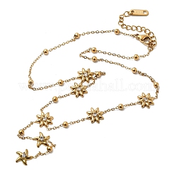 Цепочка Y для женщин из нержавеющей стали 304 с кристаллами и стразами в виде цветка и морской звезды&nbsp;LS-NJEW-G181-08G