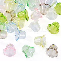 風鈴作り用アクリルビーズキャップ 28色 7個  マルチ花弁花  ミックスカラー  17.5~19x14~15mm  穴：2mm  4個/カラー&nbsp;TACR-TA0001-70