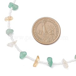 Женские ожерелья с натуральным зеленым авантюрином и цитрином NJEW-JN05603-01