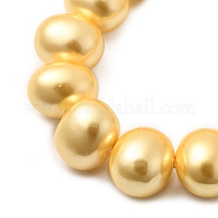 シェルパールビーズ連売り  ポテト  ゴールド  12.5~13x15~15.5x12~12.5mm  穴：0.9mm  約31個/連  15.71インチ（39.9cm）&nbsp;BSHE-F013-01M
