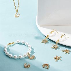 12個2スタイル真鍮製マイクロパヴェキュービックジルコニアペンダント  混合図形  18KGP本金メッキ  6個/スタイル&nbsp;ZIRC-NB0001-52G