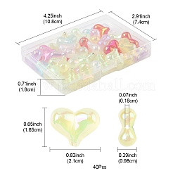 40шт УФ покрытие Радужные радужные прозрачные акриловые бусины MACR-FS0002-19