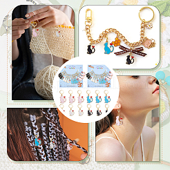 Маркеры петель с замком в виде кота из сплава эмали HJEW-PH01711