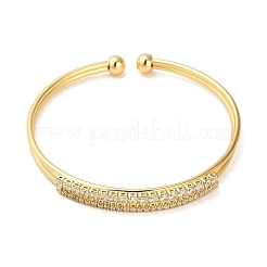 Латунные браслеты с прозрачным фианитом и микро-паве BJEW-M312-12G