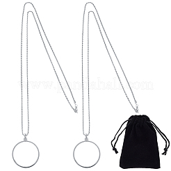 2 шт. плоские круглые подвески с 5-кратным увеличительным стеклом&nbsp;NJEW-SP0001-03P