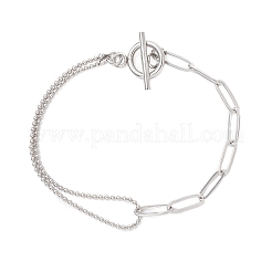 Браслеты из нержавеющей стали 304 с цепочками из шариков и скрепок для женщин BJEW-JB12716