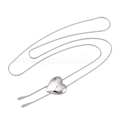 201 регулируемое ожерелье-лариат из нержавеющей стали в форме сердца для женщин NJEW-K297-01P