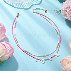 Двухслойные ожерелья и многорядные браслеты из стеклянных бусин SJEW-MZ00006