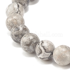 Натуральный камень карты/камень Пикассо/круглый эластичный браслет из бисера яшмы Пикассо BJEW-JB07874