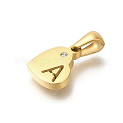 26 шт. подвеска в форме сердца из нержавеющей стали 304 с буквами a~z и хрустальными стразами STAS-Z103-01G-M