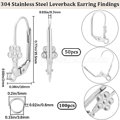 50 шт. фурнитура для сережек из нержавеющей стали 304 DIY-BBC0001-59