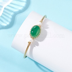 Brazaletes de ágata natural envueltos en alambre&nbsp;BJEW-TA00742