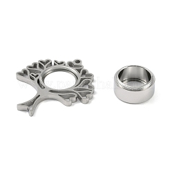 304ステンレススチールロケットペンダント  ガラスと  木のチャーム  ステンレス鋼色  45x39x10.5mm  穴：2.2mm&nbsp;STAS-S132-01P