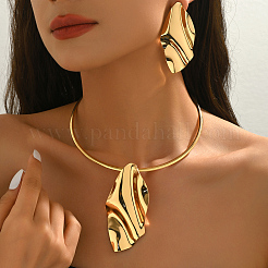 Комплекты из колье и серег-гвоздиков с подвеской в виде железного листа для женщин HA2719