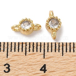 Ciondoli per connettori in zirconia cubica trasparenti in ottone placcato a cremagliera&nbsp;KK-Z039-38G