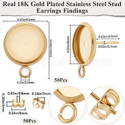 50 шт. плоская круглая фурнитура для сережек-гвоздиков из нержавеющей стали 304&nbsp;STAS-BBC0005-85D