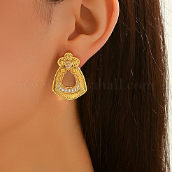 Серьги-гвоздики с подвесками в форме цветка из латуни с прозрачным кубическим цирконием&nbsp;EG3617