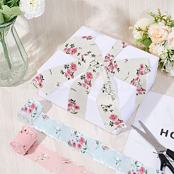 3 рулон двухцветной полиэстеровой ленты с бахромой и цветочным принтом&nbsp;OCOR-CP0001-17