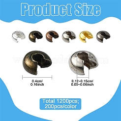 1200 шт. 6-х цветные железные крышки для бусин&nbsp;IFIN-YW0003-72
