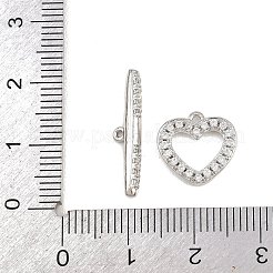 Застежки-тоглы из латуни с микропаве из прозрачных кубических цирконий в форме сердца&nbsp;KK-G548-37P