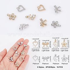 16 pz. 8 stile cremagliera placcato in ottone micro pavé ciondoli in zirconia cubica&nbsp;ZIRC-FH0001-17