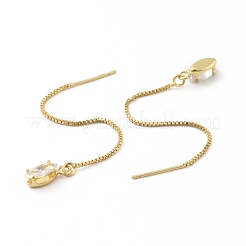 Прозрачные серьги-гвоздики с кисточками и конским глазом из кубического циркония&nbsp;EJEW-B013-09