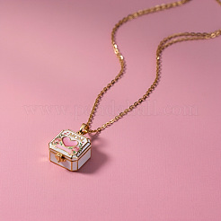 Collana con ciondolo a forma di cuore rosa in ottone smaltato per la festa della mamma&nbsp;WGB75E5-01