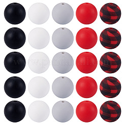 50 Stück 5 Farben Silikonperlen lose Silikonperlen Kit Leopardenmuster Silikonperlen für Schlüsselanhänger Herstellung Armband Halskette&nbsp;SIL-TA0003-35B